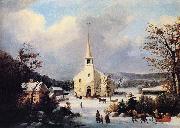 George Henry Durrie Going to Church oil painting reproduction